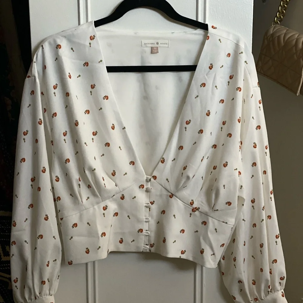 Backyard Roses Alex Button Front Rose Top - Picture 2 of 4
